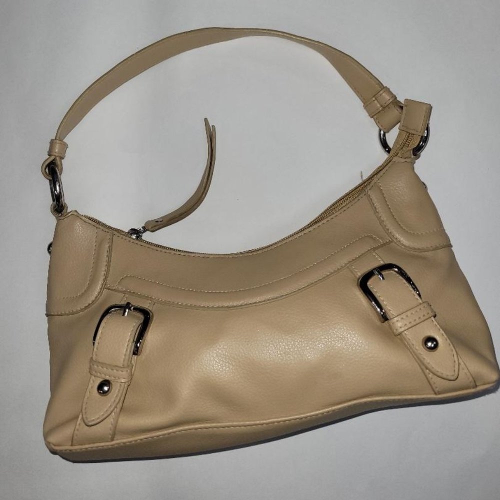 ANA -A New Approach Pebble Handbag Tan Silver Trim